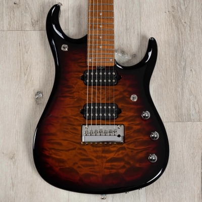 Store Special Product - Ernie Ball Music Man - JP15 7 String Tiger Eye Quilted Maple Top